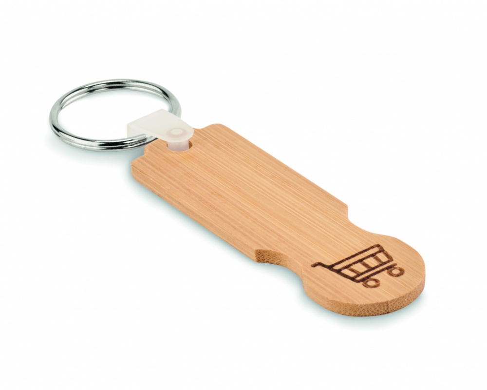 Logotrade business gift image of: Bamboo euro token key ring Rauma