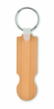 Logotrade advertising products photo of: Bamboo euro token key ring Rauma