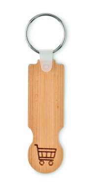 Logo trade business gift photo of: Bamboo euro token key ring Rauma