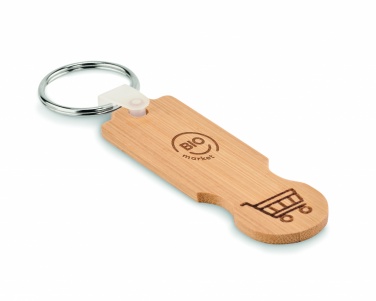 Logo trade advertising products picture of: Bamboo euro token key ring Rauma