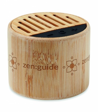 Logo trade advertising products picture of: Round bamboo wireless speaker