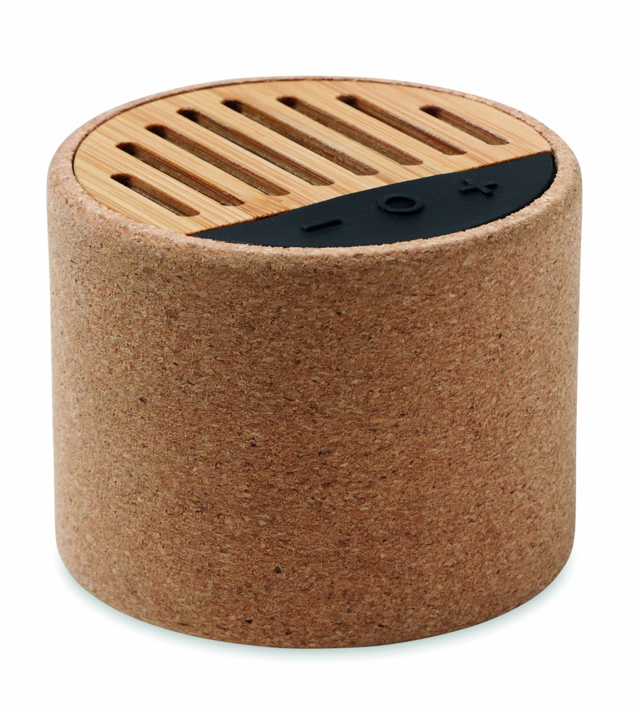 Logo trade corporate gifts image of: Round cork wireless speaker