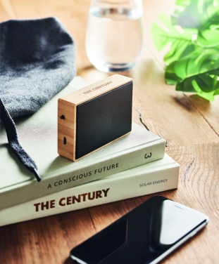 Logo trade promotional product photo of: Solar bamboo wireless speaker