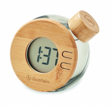 Logo trade promotional gifts image of: Water powered bamboo LCD clock