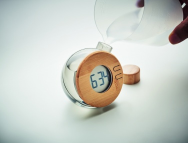 Logo trade advertising product photo of: Water powered bamboo LCD clock