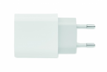 Logo trade promotional merchandise image of: 18W 2 port USB charger EU plug