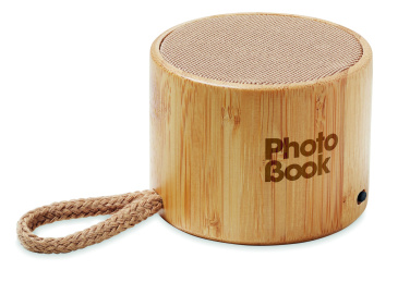 Logo trade advertising products picture of: Round bamboo wireless speaker