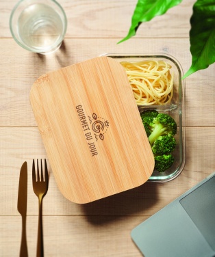 Logo trade promotional giveaways picture of: Glass lunch box with bamboo lid