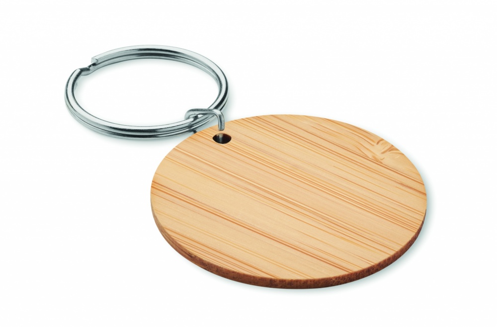 Logo trade promotional items image of: Round bamboo key ring Pieksämäki