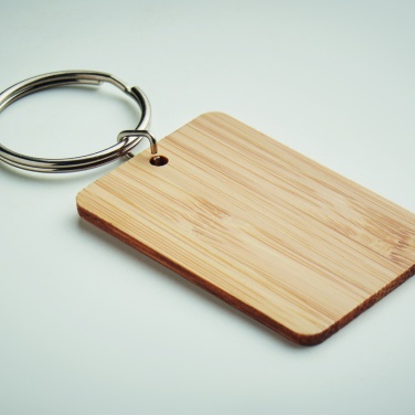 Logo trade promotional gifts picture of: Rectangular bamboo key ring Riihimäki