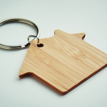 Logo trade promotional giveaways picture of: House shaped bamboo key ring Järvenpää