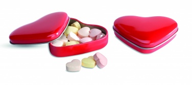 Logo trade promotional merchandise image of: Heart tin box with candies