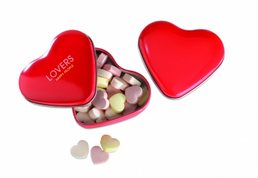 Logo trade promotional giveaway photo of: Heart tin box with candies