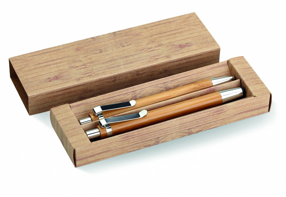 Logotrade promotional gifts photo of: Bamboo pen and pencil set