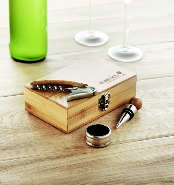 Logo trade promotional product photo of: Wine set in bamboo box