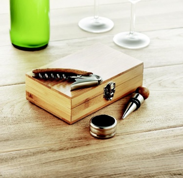 Logotrade advertising product picture of: Wine set in bamboo box