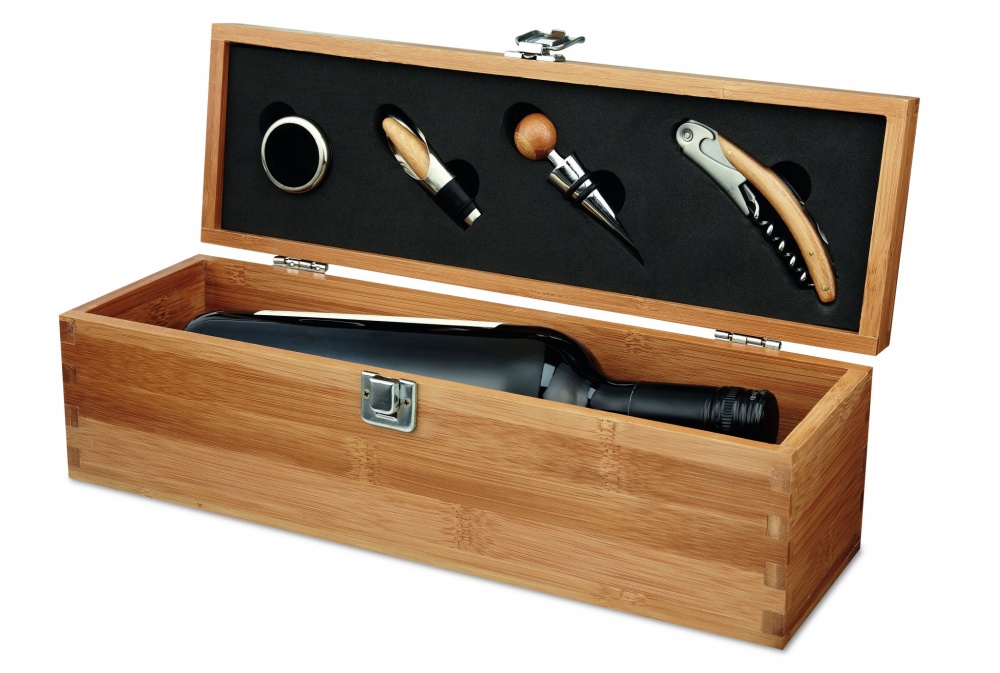 Logo trade corporate gifts picture of: Wine set in bamboo box