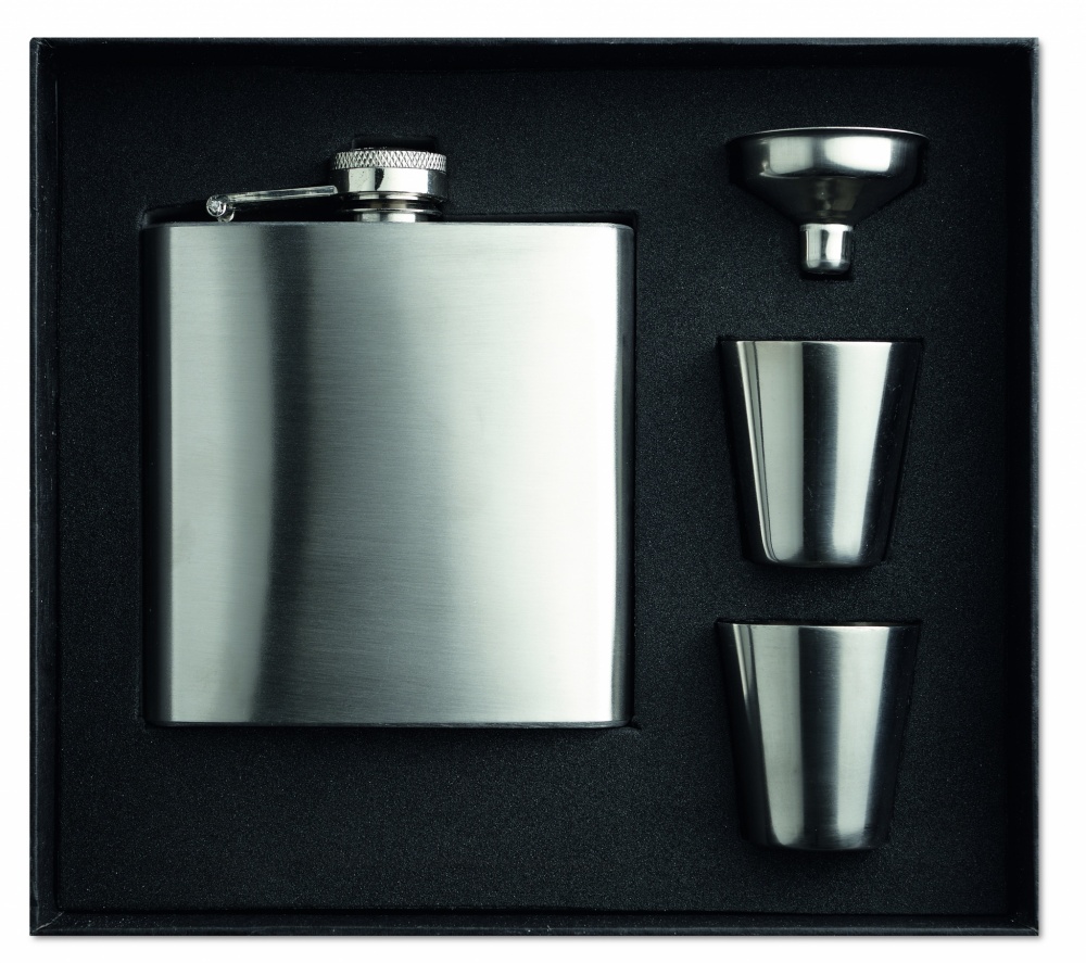 Logotrade promotional gift image of: Slim hip flask w 2 cups set