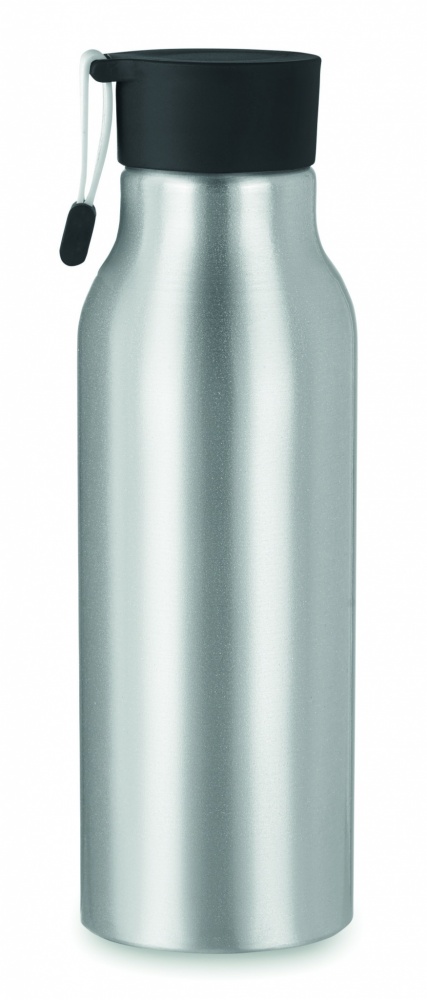 Logo trade promotional gifts picture of: Single-walled 500 ml aluminum bottle with a PP cap and a silicone strap