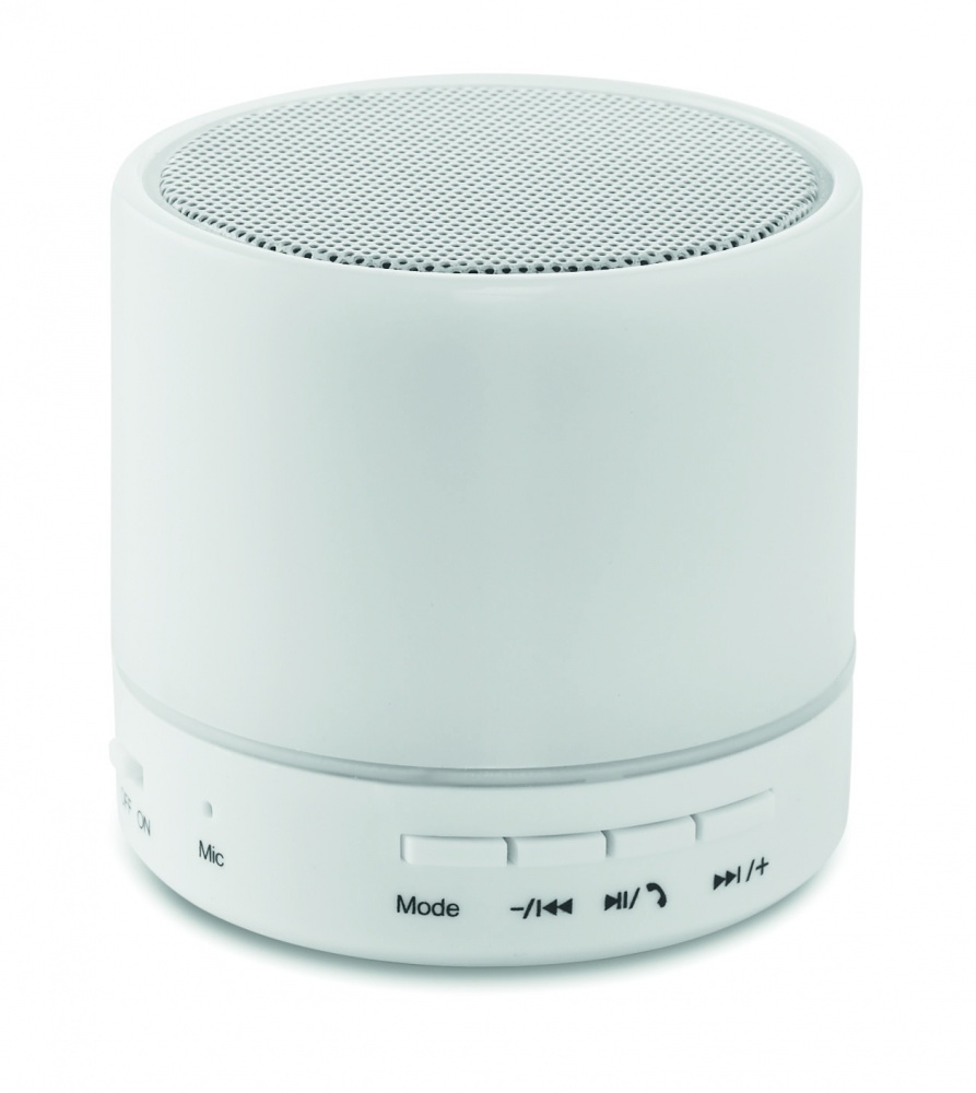 Logo trade promotional merchandise image of: Round wireless speaker LED