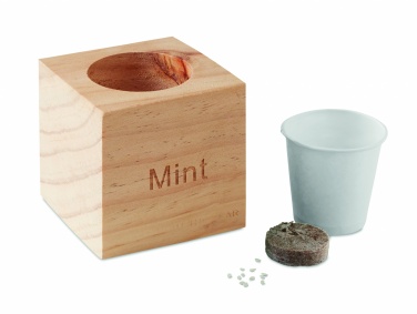 Logo trade advertising product photo of: Herb pot wood "MINT"