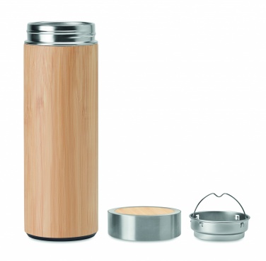 Logo trade advertising products picture of: Double wall bamboo flask 400ml