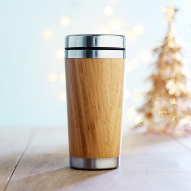 Logo trade business gift photo of: Double wall bamboo flask 430ml