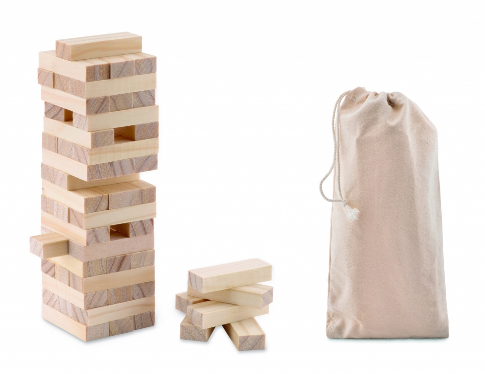 Logo trade promotional items image of: Tower game in cotton pouch
