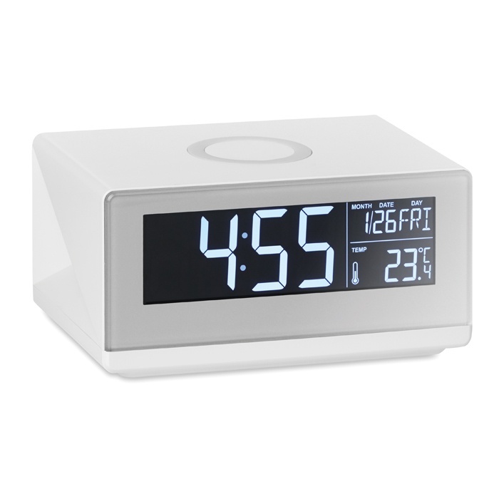 Logo trade promotional product photo of: LED clock & wireless charger5W