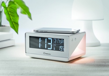 Logo trade promotional gifts image of: LED clock & wireless charger5W