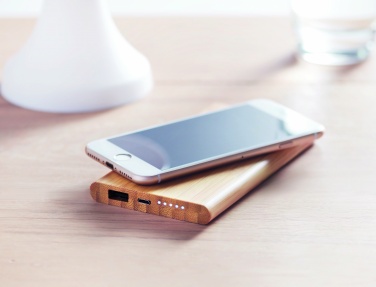 Logo trade business gift photo of: Wireless power bank in bamboo 6000mAh ARENA