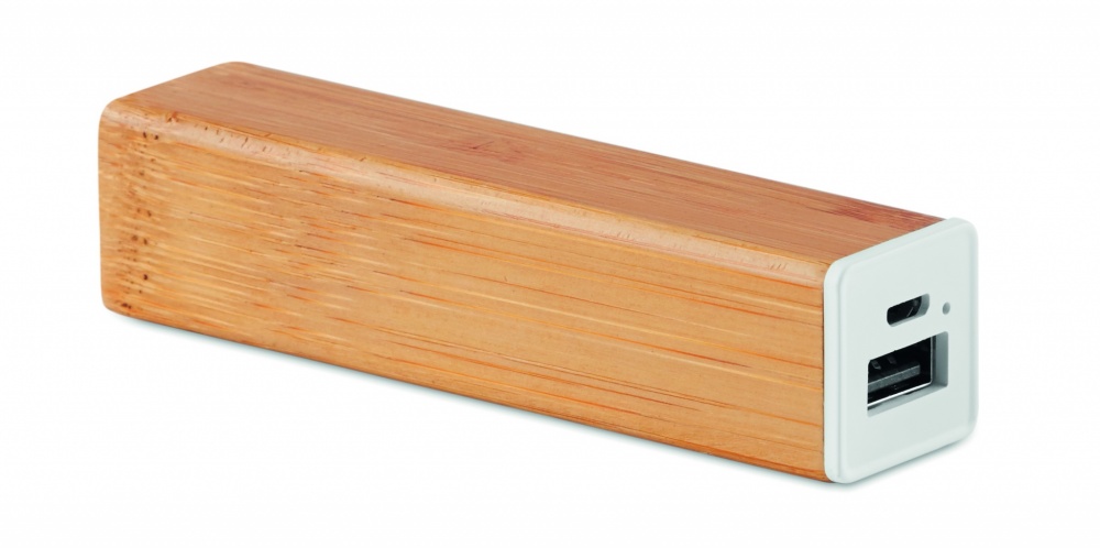 Logo trade corporate gift photo of: Power bank bamboo 2200 mAh POWERBAM