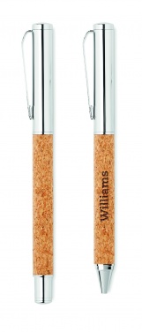 Logotrade promotional merchandise photo of: Metal Ball pen set in cork box