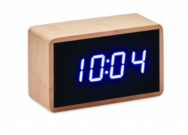 Logotrade advertising products photo of: LED alarm clock bamboo casing Düsseldorf
