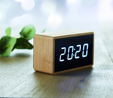 Logotrade advertising product image of: LED alarm clock bamboo casing Düsseldorf