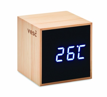 Logotrade promotional product picture of: LED alarm clock bamboo casing Dortmund