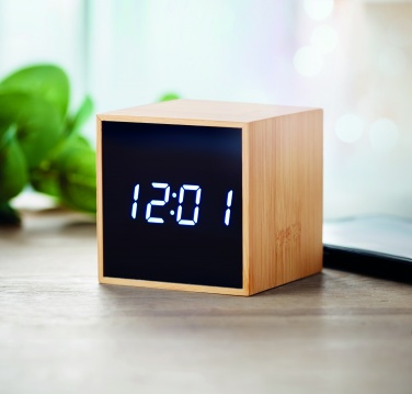 Logotrade promotional merchandise photo of: LED alarm clock bamboo casing Dortmund