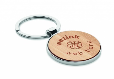 Logotrade promotional item picture of: Round key ring metal bamboo Dobele