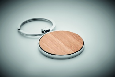 Logotrade corporate gift image of: Round key ring metal bamboo Dobele