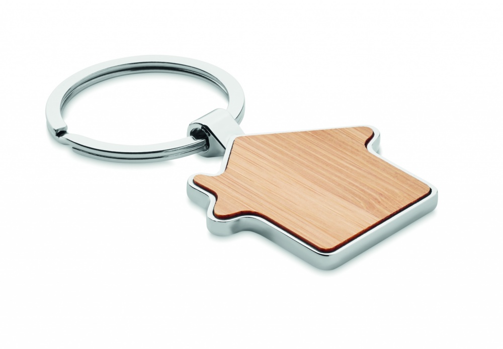 Logotrade promotional item picture of: House key ring metal bamboo NORDIC