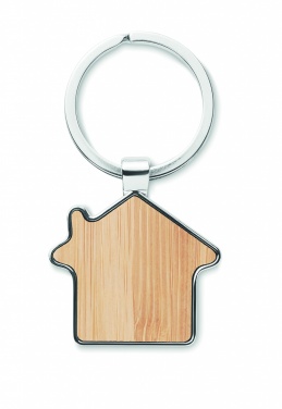 Logotrade advertising product picture of: House key ring metal bamboo NORDIC