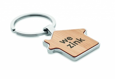 Logotrade promotional merchandise picture of: House key ring metal bamboo NORDIC