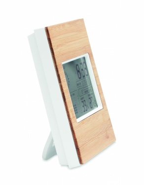 Logo trade promotional products picture of: Weather station bamboo front TURKU