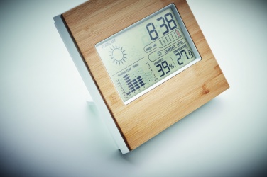 Logo trade promotional items picture of: Weather station bamboo front TURKU