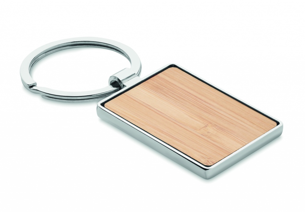 Logo trade promotional merchandise picture of: Rectangular key ring bamboo WEST