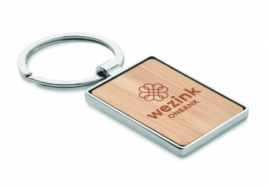 Logo trade advertising products image of: Rectangular key ring bamboo WEST