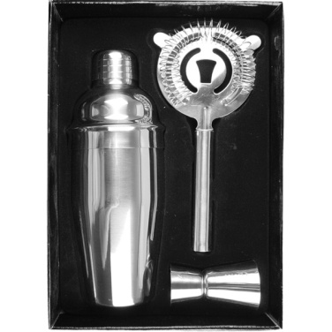 Logo trade promotional giveaways image of: Metal cocktail set, 3-piece MESSINA