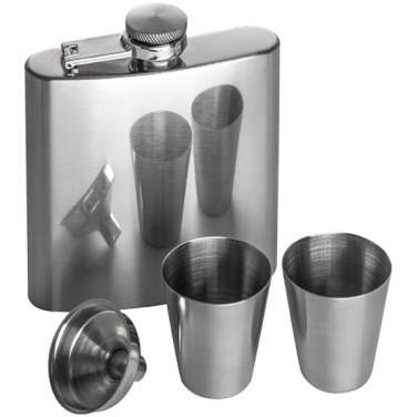 Logo trade promotional giveaways image of: Hip flask with 2 shot glasses SANDVIKEN 170 ml