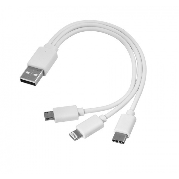 Logo trade promotional gifts image of: 3 in 1 USB cable type c + micro USB + lightning