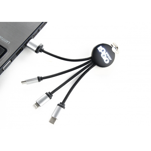 Logotrade advertising product picture of: 3in1 cable with enlighted logo for engraving, RXD-368